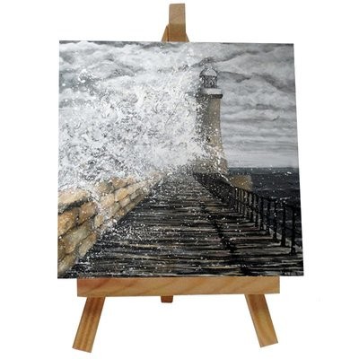 Tynemouth Pier Jane Ceramic tile with easel