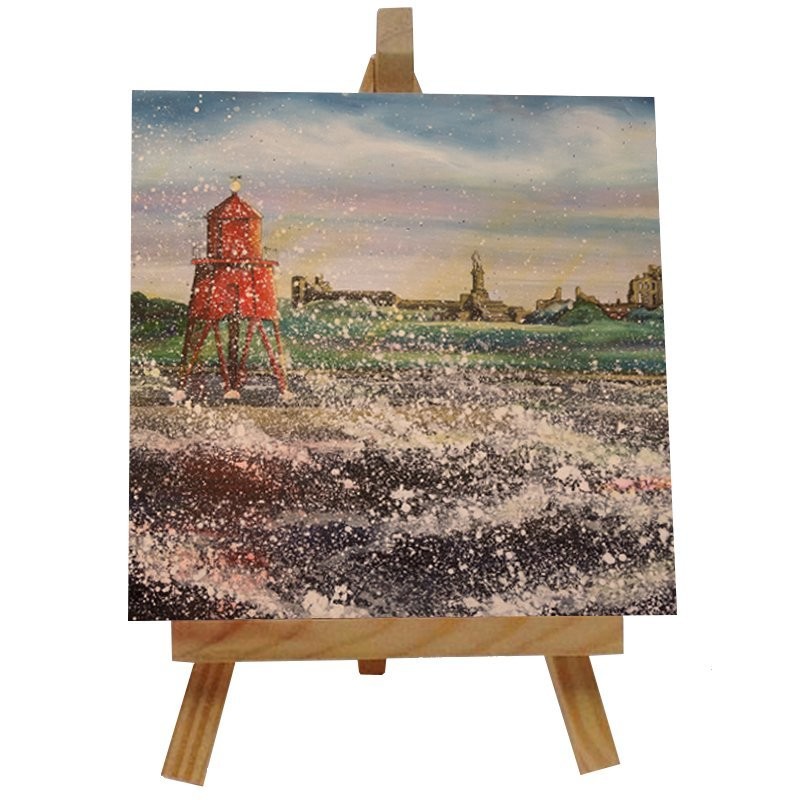 Herd Groyne Ceramic tile with easel