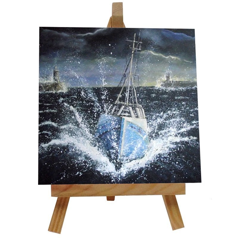 Frem on the Tyne Ceramic tile with easel