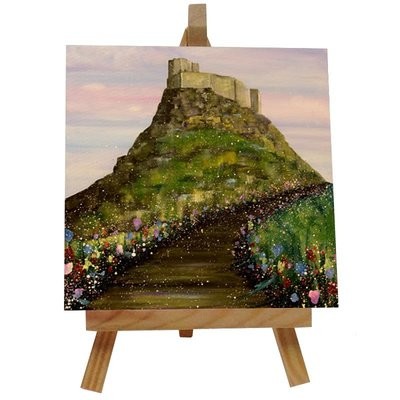 Holy Island 2 Ceramic tile with easel