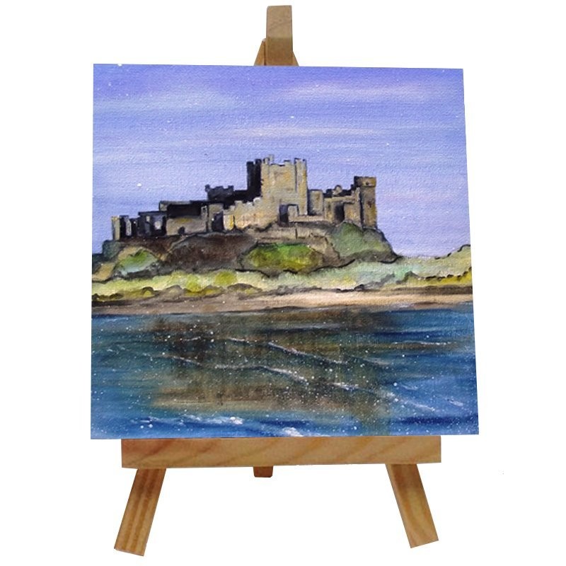 Bamburgh Castle Ceramic tile with easel