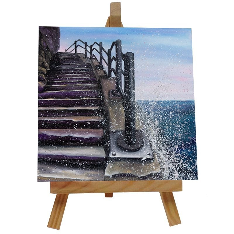 Cat and Dog Stairs Ceramic tile with easel