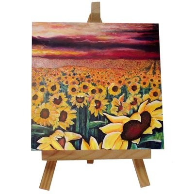 Sunflowers Ceramic tile with easel