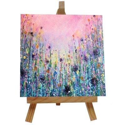 Flowers Meadow Ceramic tile with easel