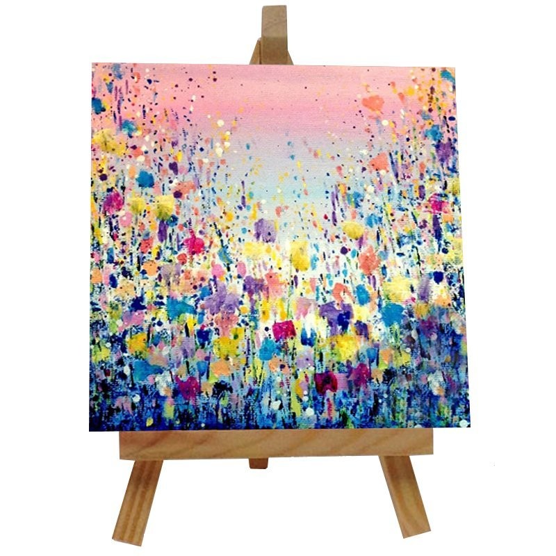 Flowers Blue Ceramic tile with easel