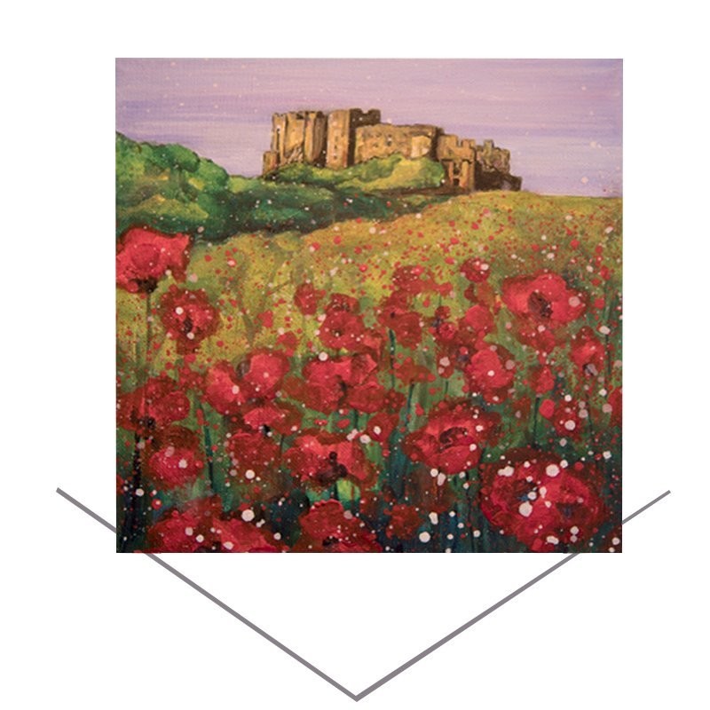 Emily Ward Bamburgh Castle Poppies Greeting Card