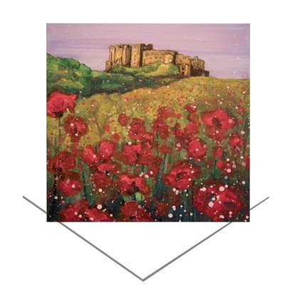 Emily Ward Bamburgh Castle Poppies Greeting Card
