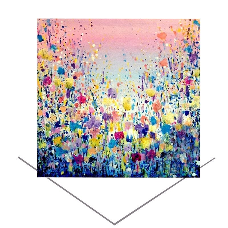 Emily Ward Flowers Blue Greeting Card