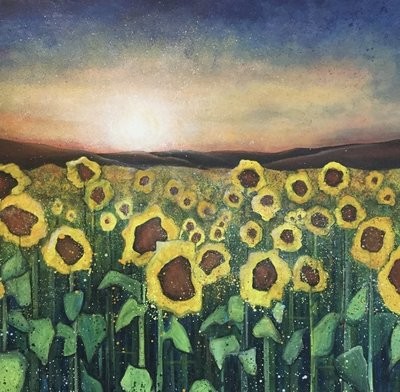 Emily Ward Sunflowers at Sunset Large Canvas