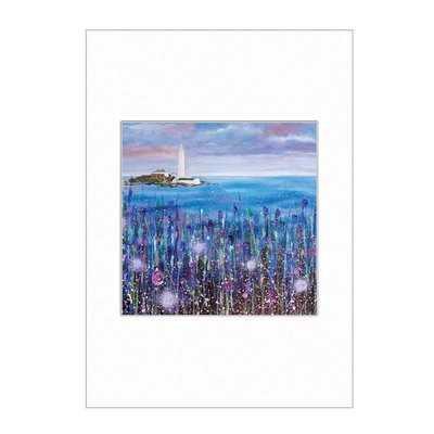 St Marys Lighthouse Blue Mini Print A4
