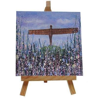 Angel of the North (Flowers) Ceramic tile with easel