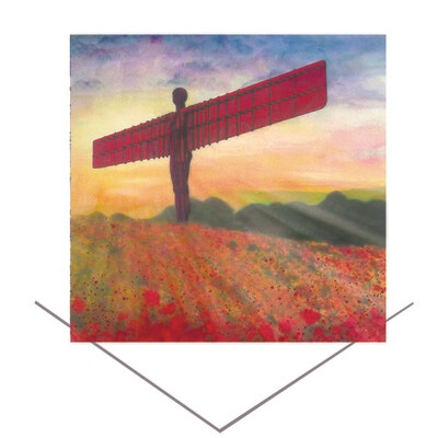 Angel of the North Poppies Greeting Card