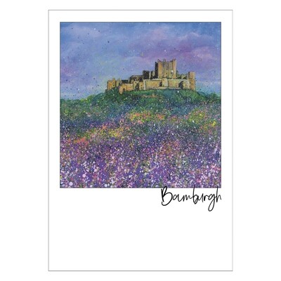 Bamburgh Castle Flowers Postcard