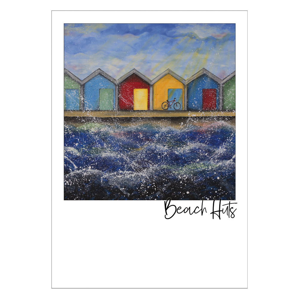 Beach Huts in the Sunshine Postcard