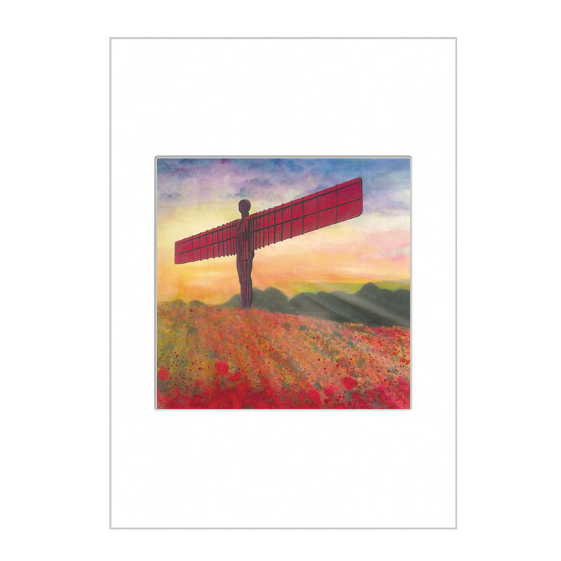 Angel of the North Poppies  Mini Print A4