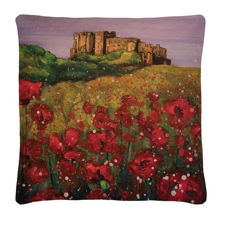 Bamburgh Castle Poppies  Cushion