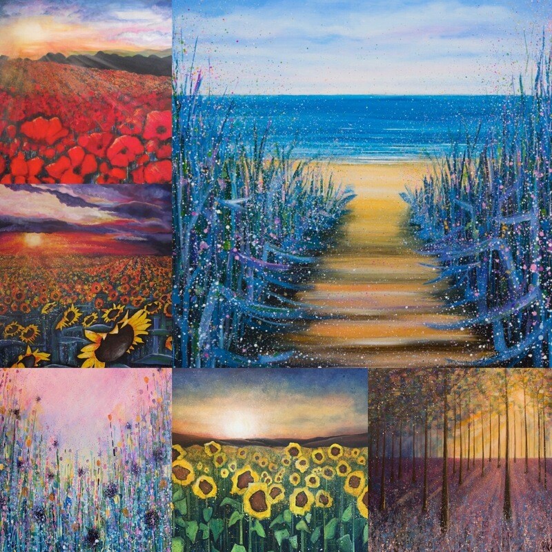Pack of 6 Greeting Cards Flowers and Woods