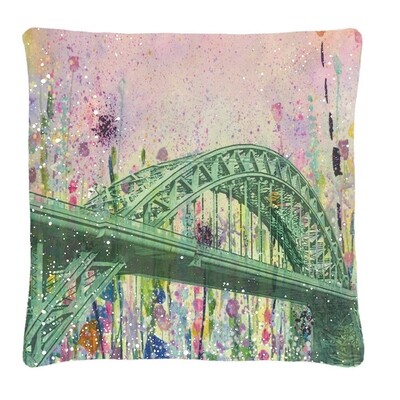 Tyne Bridge Flowers Cushion
