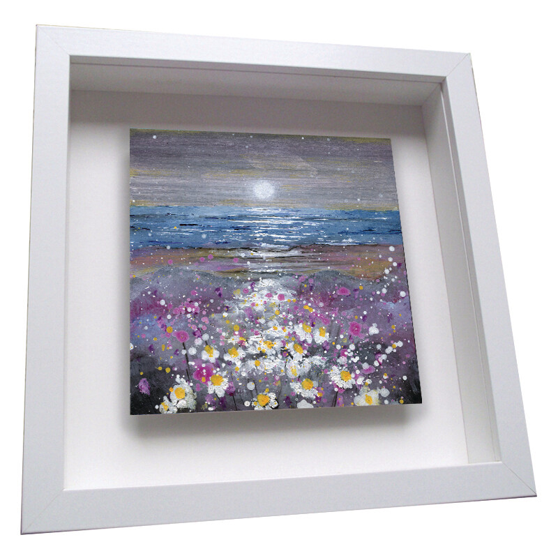 Moonlight on the Daisies - Framed Ceramic Tile