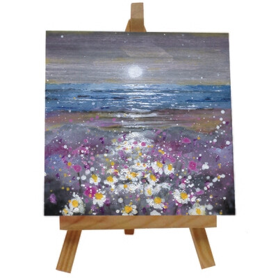 Moonlight on the Daisies Ceramic tile with easel