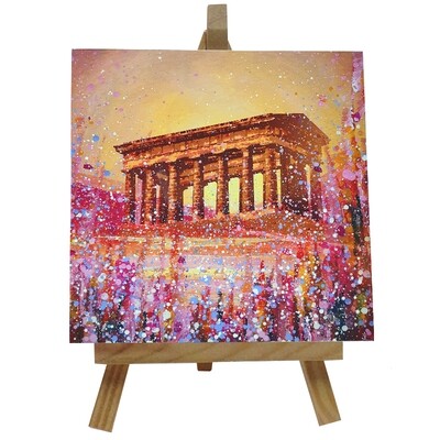 Penshaw Monument at Sunset Ceramic tile with easel