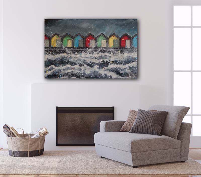 Blyth Beach Huts Rectangular Canvas Print