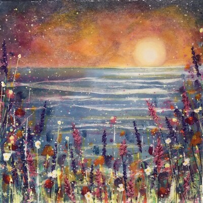 Glowing Sunset on the Flowers Original Painting