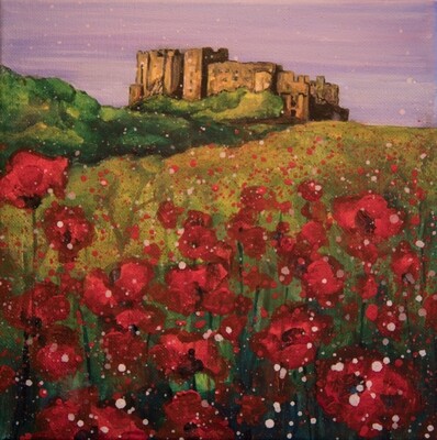 Emily Ward Bamburgh Castle Canvas Print (Poppies)