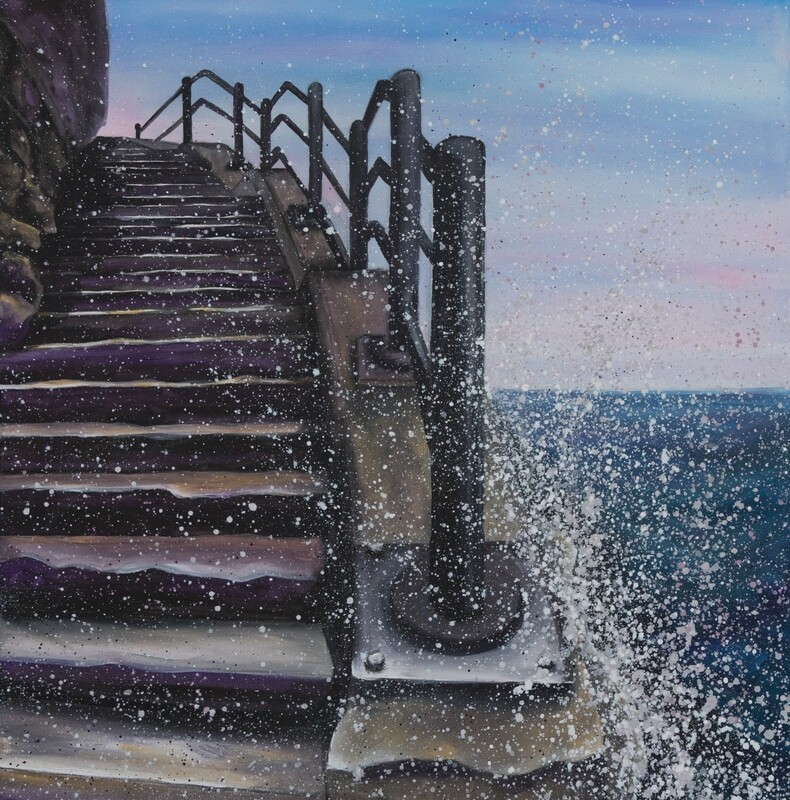 Emily Ward Cat and Dog Stairs Canvas Print