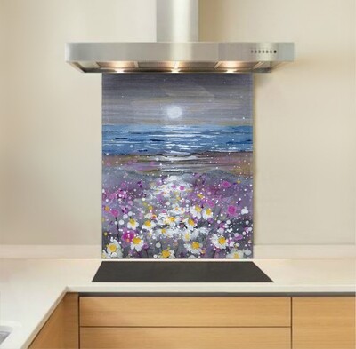 Art - Glass Kitchen Splashback - Moonlight on the Daisies