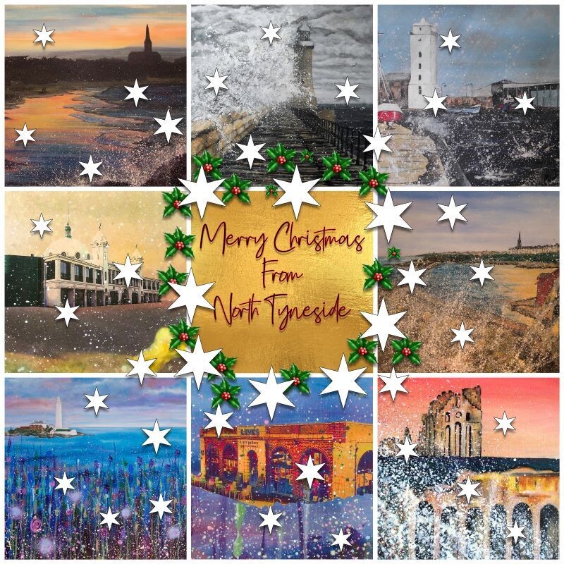 North Tyneside Christmas Cards Gold - Pack of Six