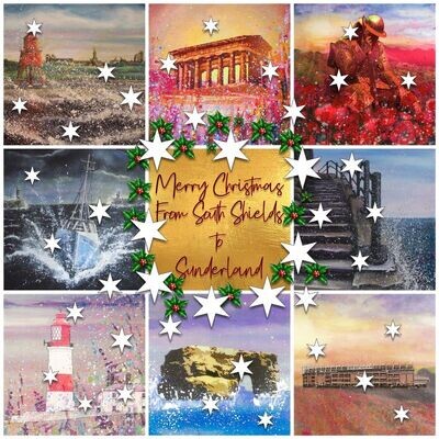 South Shields to Sunderland Christmas Card Gold