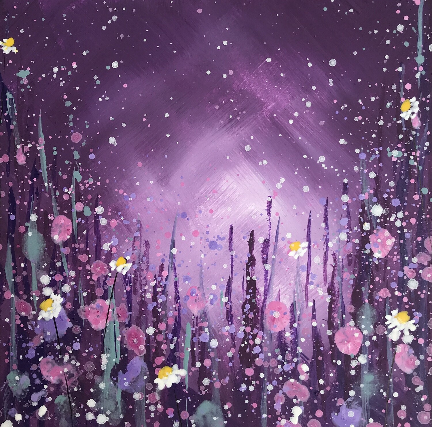 Daisies in the Purple Mist Original Painting
