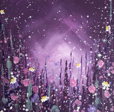Daisies in the Purple Mist Original Painting