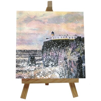 Neist Point Lighthouse Ceramic tile with easel