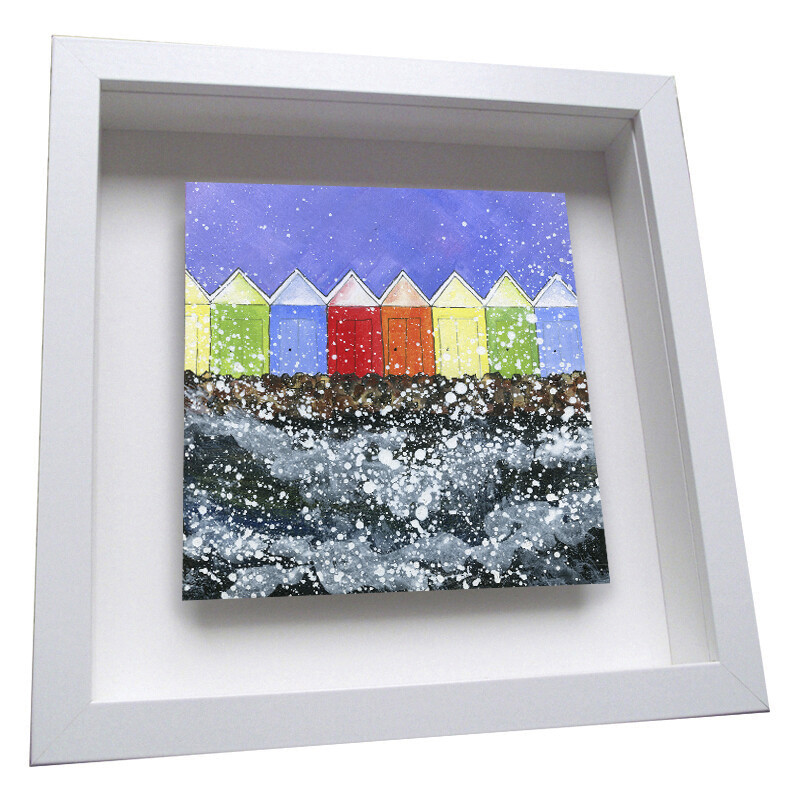 Scarborough Beach Huts  - Framed Ceramic Tile