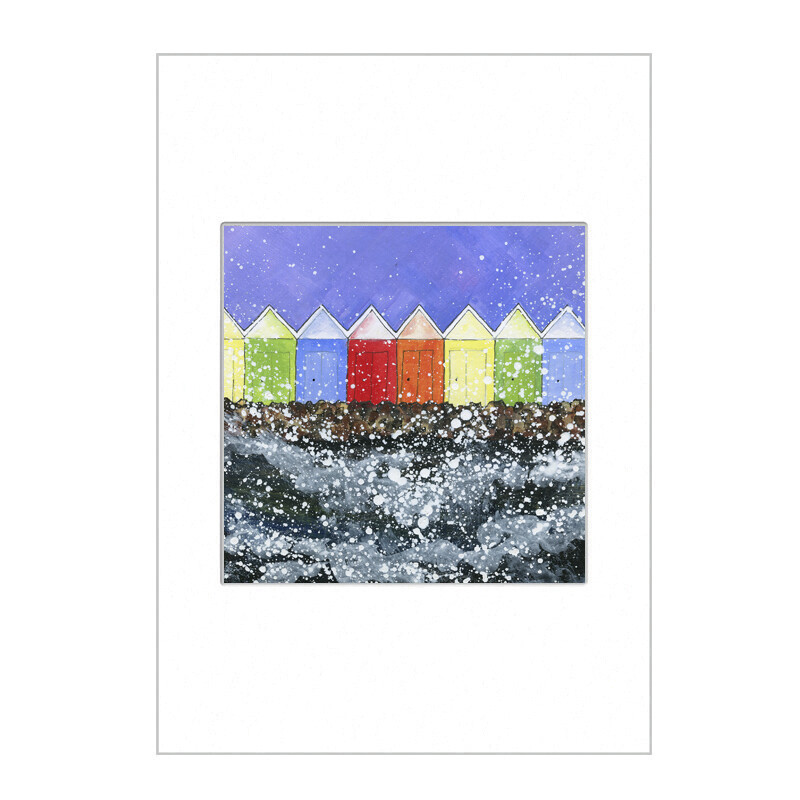 Scarborough Beach Huts Mini Print A4