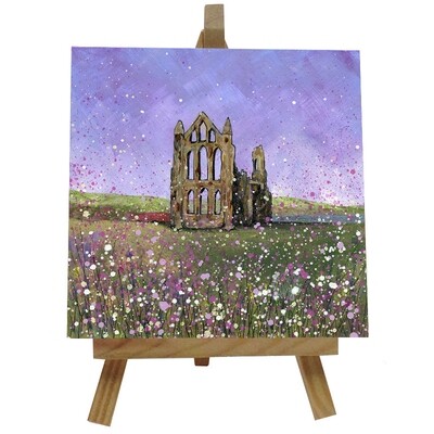 Whitby Abbey Ceramic tile with easel