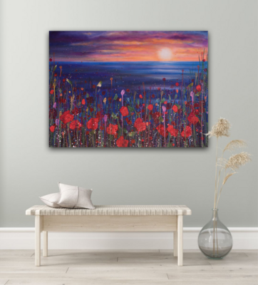 Poppies in the Sunset Rectangular Canvas Print