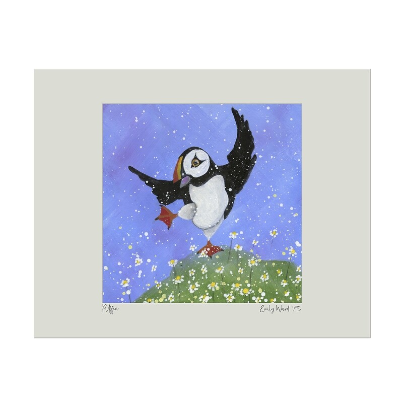 Puffin Dancing with the Daisies   - Limited Edition