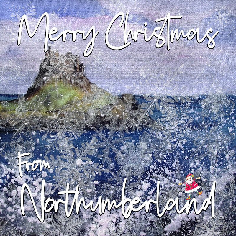 Holy Island Christmas Card. Pack of Six