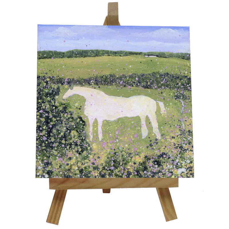 White Horse, Kilburn Ceramic tile with easel