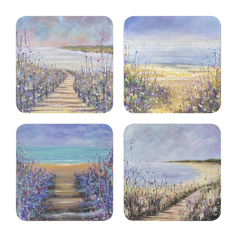 Beach Scenes Coasters in a Gift Box