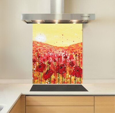Art - Glass Kitchen Splashback - Poppies in the Sunshine