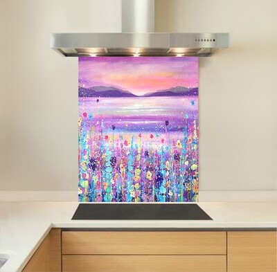 Art - Glass Kitchen Splashback - Purple Mountains