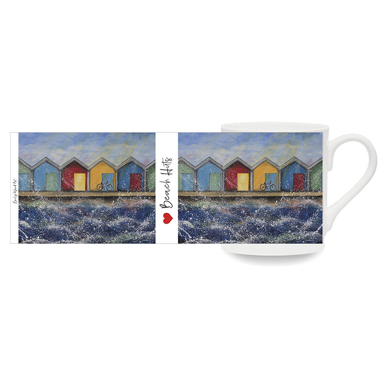 Beach Huts in the Sunshine Bone China Cup