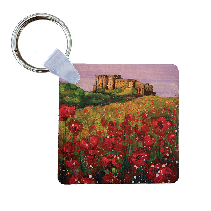 Bamburgh Castle Poppies  -  Keyring