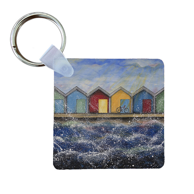 Beach Huts in the Sunshine -  Keyring