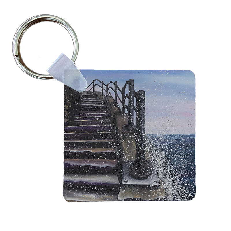 Cat and Dog Stairs - Keyring