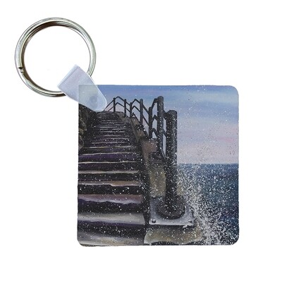 Cat and Dog Stairs - Keyring